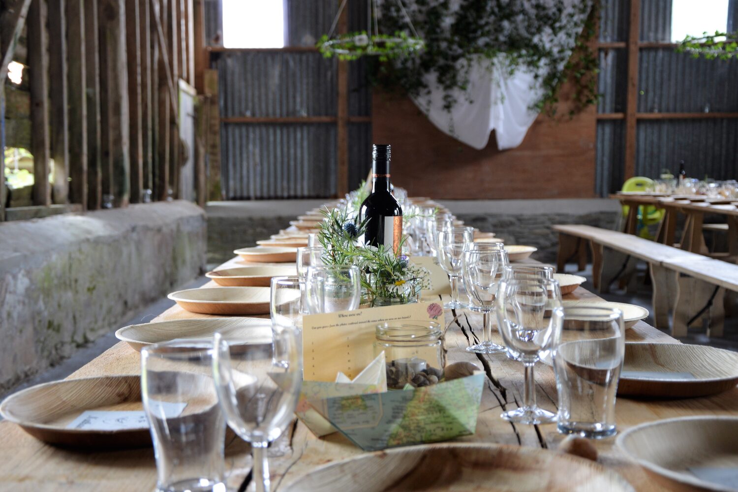 A table prepared for a community gathering