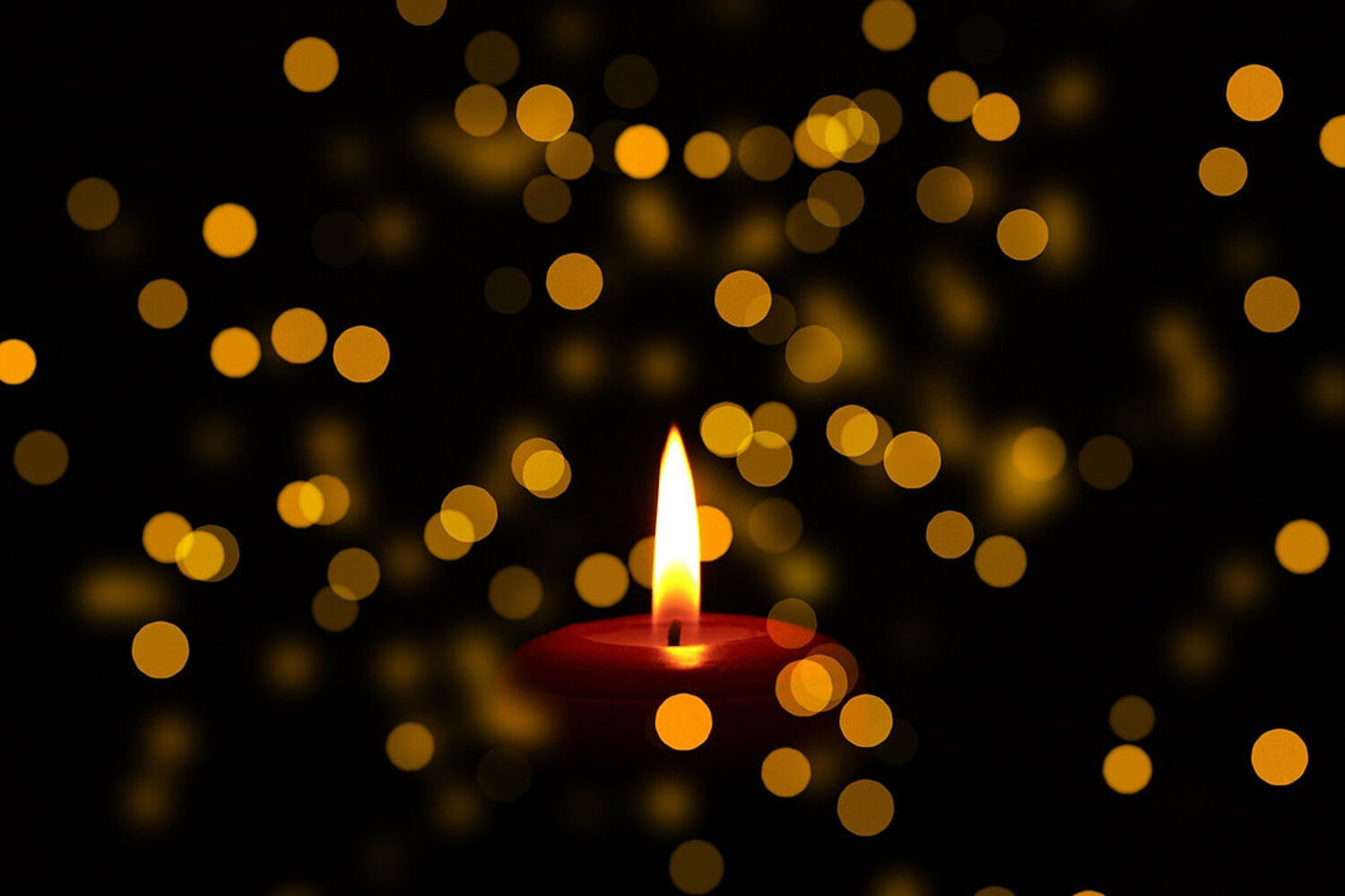 A candle glowing in warm light